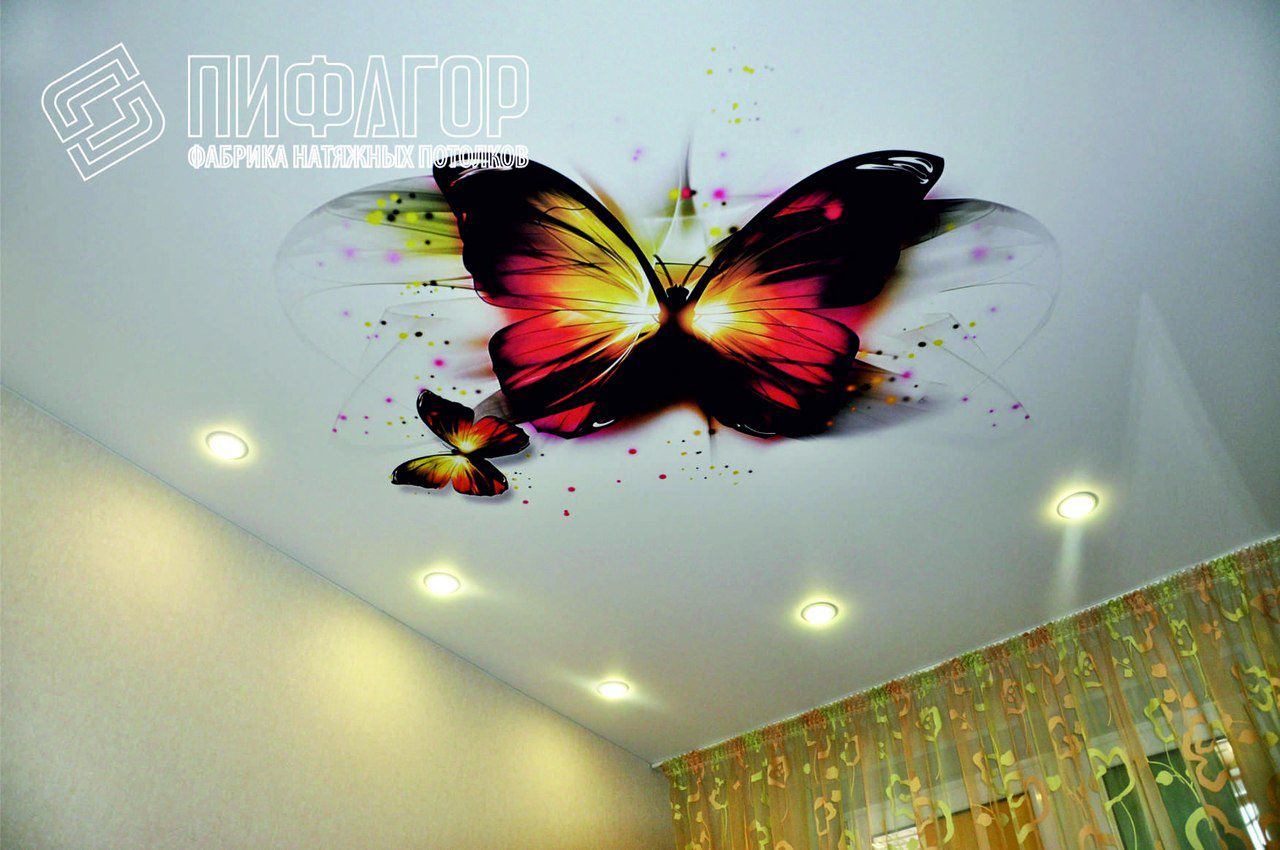 3д бабочки на натяжной потолок