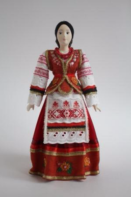 Детский казачий костюм красный для девочки