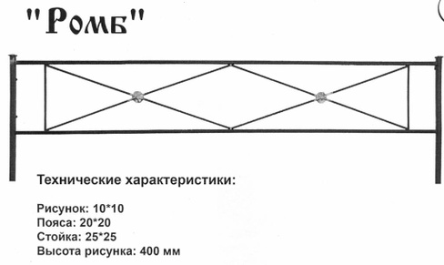 Оградка металлическая Ромб, 40 см