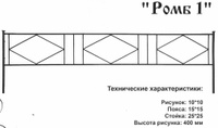 Оградка металлическая Ромб 1, 40 см