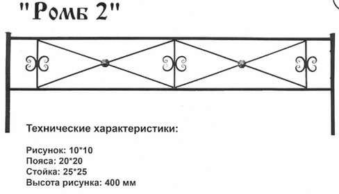 Оградка металлическая Ромб 2, 40 см