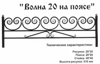 Оградка металлическая Волна 20 на поясе, 51 см