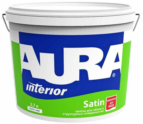 Краска водно-дисперсионная для обоев Aura Interior Satin 2,7л база А