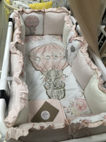 Комплект в кроватку Minky moon "Слоник на воздушном шаре" цвет розовый