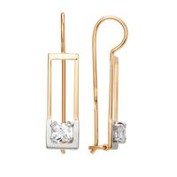 Cерьги из золота 585 пробы с фианитами, 010662-1102