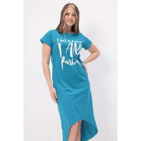 Платье женское ПТК-421 5018 кулирка меланж (р-ры: 44-58) бирюзово-синий