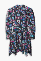 Шелковое платье мини Verikio с оборками и цветочным принтом ISABEL MARANT, синий