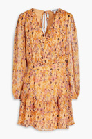 Платье мини из крепона с запахом и запахом Mishka WALTER BAKER, оранжевый