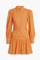 Платье-рубашка мини Tara из хлопкового поплина со сборками и поясом WALTER BAKER, оранжевый