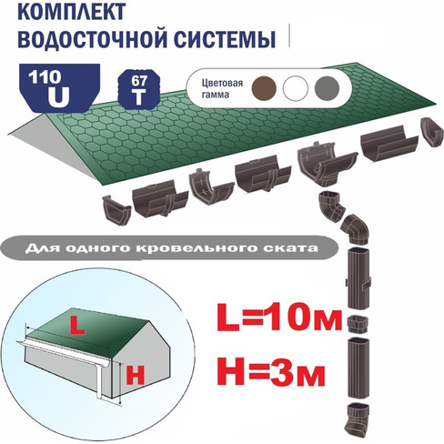 Комплект водосточной системы VN K1,5-L10H3W