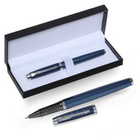 Ручка подарочная роллер, в кожзам футляре, корпус синий, серебро Calligrata