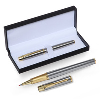 Ручка подарочная роллер в кожзам футляре, корпус серебро, золото Calligrata