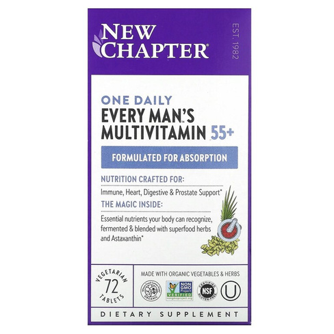 New Chapter Мультивитамины для мужчин Every Man's One Daily 55+ 72 вегетарианских таблетки