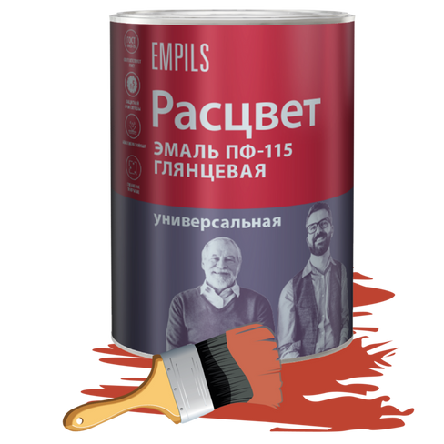 Эмаль ПФ-115 Расцвет 0.9 кг красная