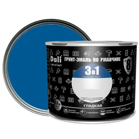 Грунт-эмаль по ржавчине 3 в 1 Dali Special гладкая цвет синий 0.4 кг RAL 5005 DALI None