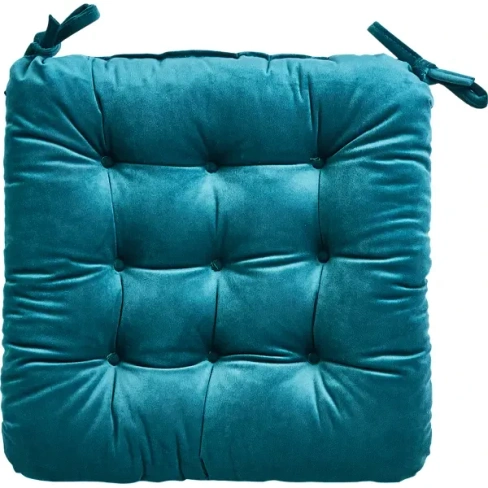 Подушка на сиденье Linen Way «Emerald 1» 40x36 см цвет темно-бирюзовый LINEN WAY Бархат Нео-классика Сидушка