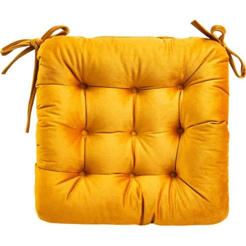 Подушка на сиденье Linen Way «Solemio 1» 40x36 см цвет желтый LINEN WAY Бархат Нео-классика Сидушка