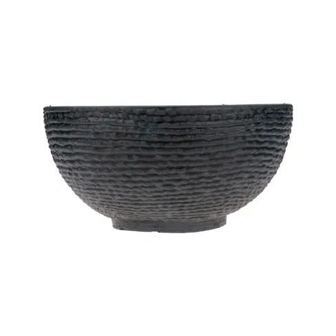 Кашпо-миска для цветов с эффектом камня ø40.5 h20 см v15.3 л пластик черный ЧЕТЫРЕ СЕЗОНА Polistone bowl