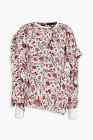 Kacila блузка из шелкового крепдешина со сборками и цветочным принтом ISABEL MARANT, экру