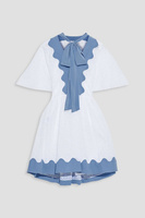 Платье мини из хлопка английской вышивки с бантом VALENTINO GARAVANI, синий