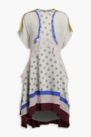 Платье из фактурного крепа с шелковым шифоном и цветочным принтом VALENTINO GARAVANI, серый