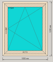 Окно ПВХ KBE 76 ламинированное пятикамерное 1000х1200 одностворчатое поворотно-откидное