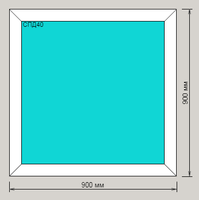 Окно ПВХ ORTEX пятикамерное 900х900 одностворчатое глухое