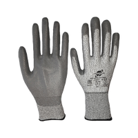 Перчатки трикотажные порезостойкие с полиуретановым покрытием ладони и кончиков пальцев, серые 8565