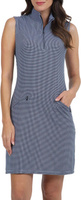 Ibkul Женское платье для гольфа без рукавов с принтом на молнии и воротником-стойкой