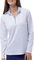 SanSoleil Женская футболка для гольфа с длинным рукавом и молнией 1/4 Solshine с принтом