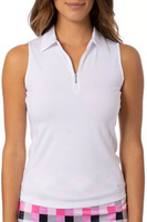 Женская футболка-поло для гольфа Golftini на молнии без рукавов Tech, белый