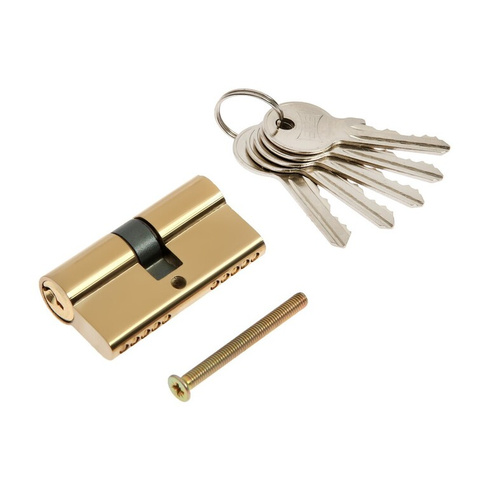 Цилиндровый механизм, 60 мм, английский ключ, 5 ключей, цвет золото TUNDRA