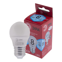 Лампа светодиодная ЭРА LED, 8Вт, E27, шар, матовая, холодный свет