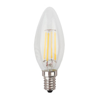 Лампа светодиодная ЭРА филамент, E14, 9Вт, теплый свет, свеча, прозрачная