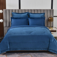 Постельное белье с одеялом-покрывалом Энрике цвет: синий (семейное)