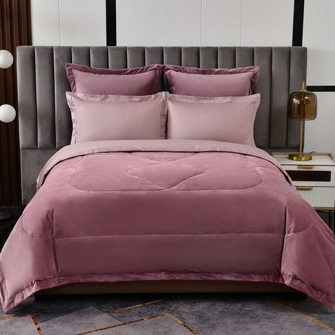 Постельное белье с одеялом-покрывалом Энрике цвет: лиловый (1.5 сп)