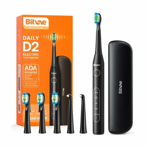 Электрическая зубная щетка D2 Daily Toothbrush, звуковая, 40000 дв/мин, 4 насадки Россия