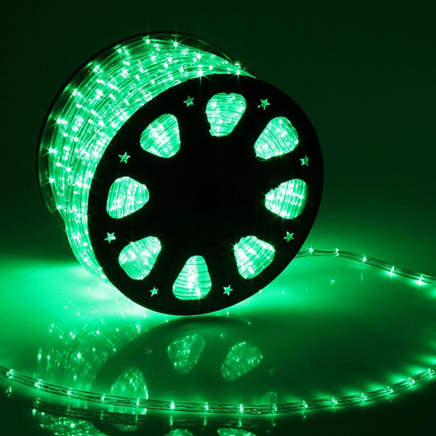 Световой шнур luazon lighting 11 мм, ip65, 100 м, 24 led/м, 220 в, 2w, постоянное свечение, свечение зеленое Luazon Ligh
