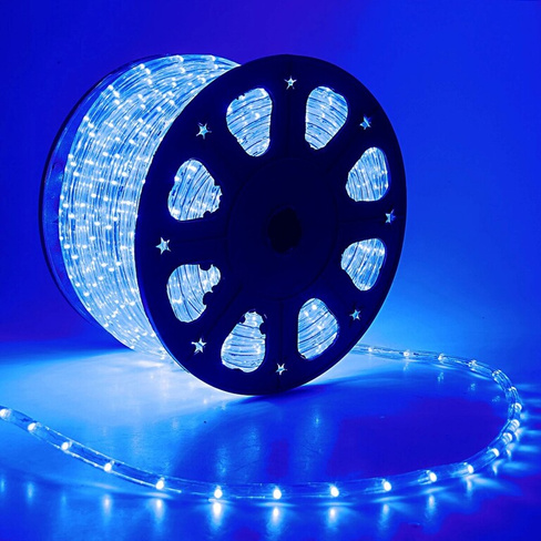 Световой шнур luazon lighting 11 мм, ip65, 100 м, 24 led/м, 220 в, 2w, постоянное свечение, свечение синее Luazon Lighti