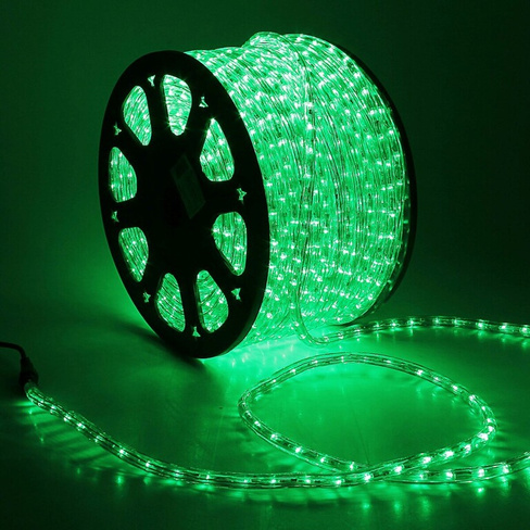 Световой шнур luazon lighting 13 мм, ip65, 100 м, 36 led/м, 220 в, 2w, постоянное свечение, свечение зеленое Luazon Ligh