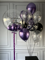 Оформление воздушными шарами в сиреневом цвете " С днём рождение доченька"