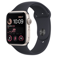 Умные часы Apple Watch Series SE Gen 2 (GPS), 44 мм, Starlight Aluminum Case/Midnight Sport Band - M/L