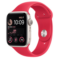 Умные часы Apple Watch Series SE Gen 2 (GPS), 40 мм, Starlight Aluminum Case/(RRODUCT)RED Sport Band - M/L