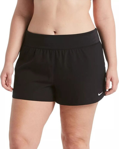 Женские однотонные шорты для плавания Nike больших размеров, черный