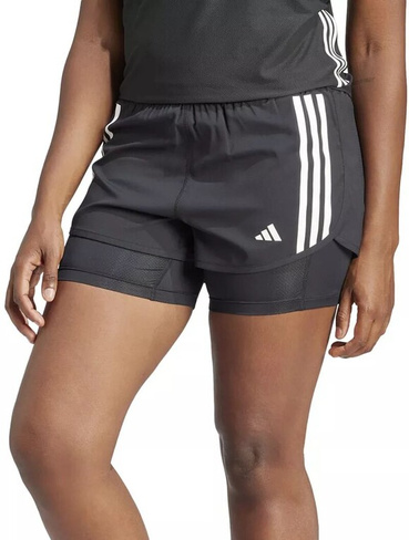 Женские шорты Adidas Own The Run 2-в-1 с 3 полосками, черный