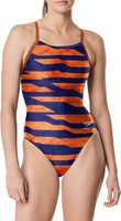Женский цельный купальник в полоску Speedo, темно-синий/оранжевый