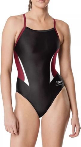 Женский цельный купальник Speedo с краями, черный/бордовый