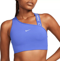 Женский асимметричный спортивный бюстгальтер со средней поддержкой Nike Swoosh, синий