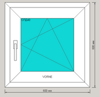 Окно ПВХ EXPROF пятикамерное 600х600 одностворчатое с поворотно-откидной створкой