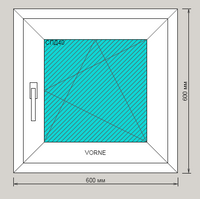 Окно ПВХ EXPROF шестикамерное 600х600 одностворчатое с поворотно-откидной створкой